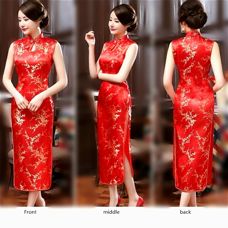 SHENG COCO китайское платье Qipao атласное платье Rouge XXXL вечернее Ципао платья без рукавов традиционное винтажное розовое платье Qipao