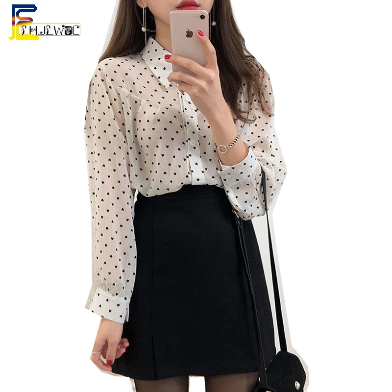  2019 Spring New Tops Blouses Women Fashion Korean Style Preppy Girls Cute Sweet Clothes White See T