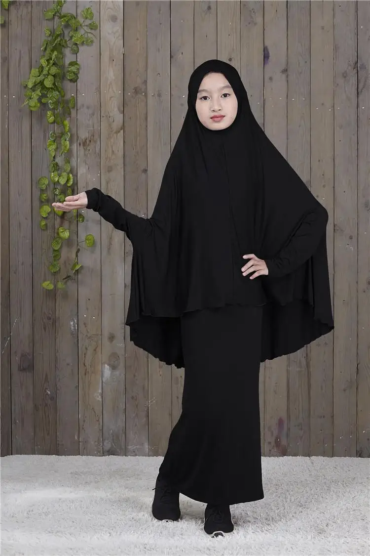 Комплект мусульманских детских платьев для девочек, jilbaw abaya Burka Hijab, исламское платье макси, молитвенная одежда, Рамадан, арабский халат, детские костюмы с полным покрытием, новинка