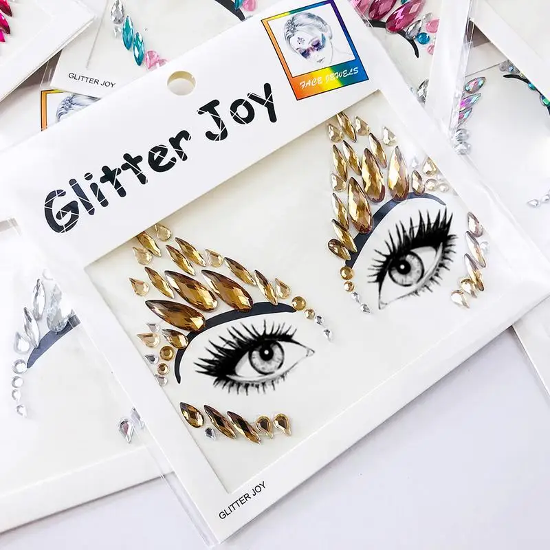 

Music Festival Face Resin Rhinestone Sticker Environmental Party Ball Crystal Eyebrow Sticker Party DIY Decoration
