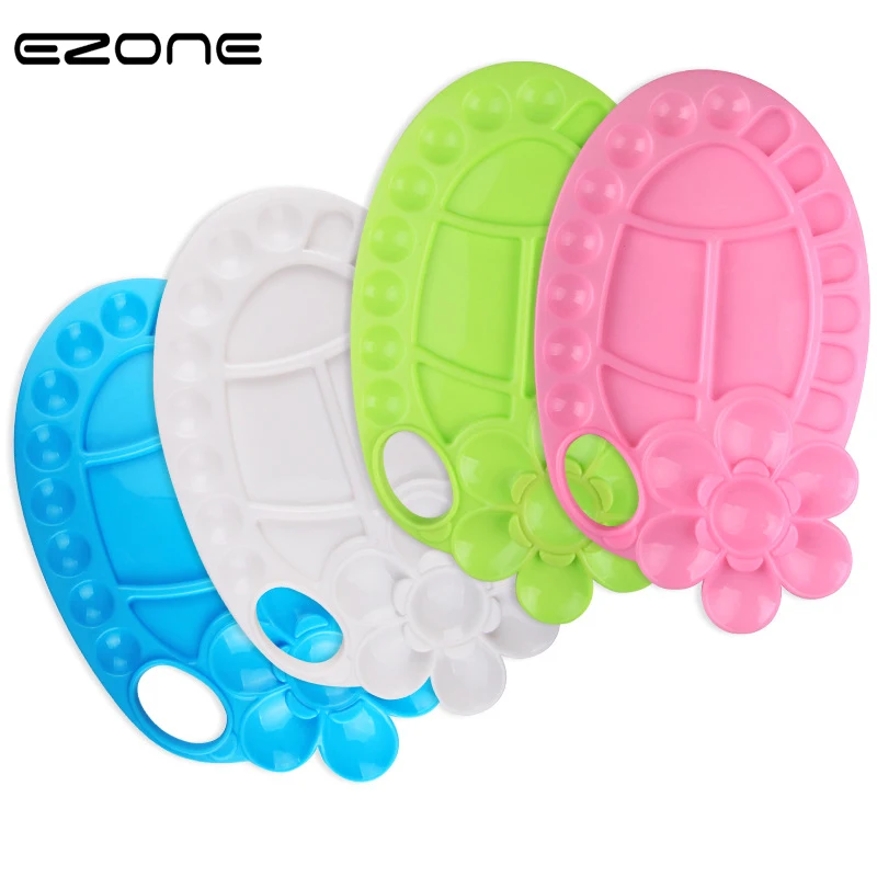 

EZONE Candy Color Flower Palette Children Beginner Oil Painting Tools Multifunction Plastic Paint Palette For Acrylic Watercolor