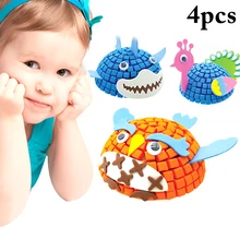 4PCS Ornament Craft Kit 3D Cartoon DIY Craft Toy Handmade Craft Kit for Kids