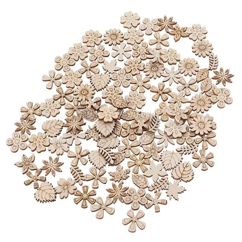 

100pcs 20mm Wooden Slice Natural DIY Doodle Educational Toy Scrapbooking Embellishments DIY Craft Decor (Mixed Pattern)