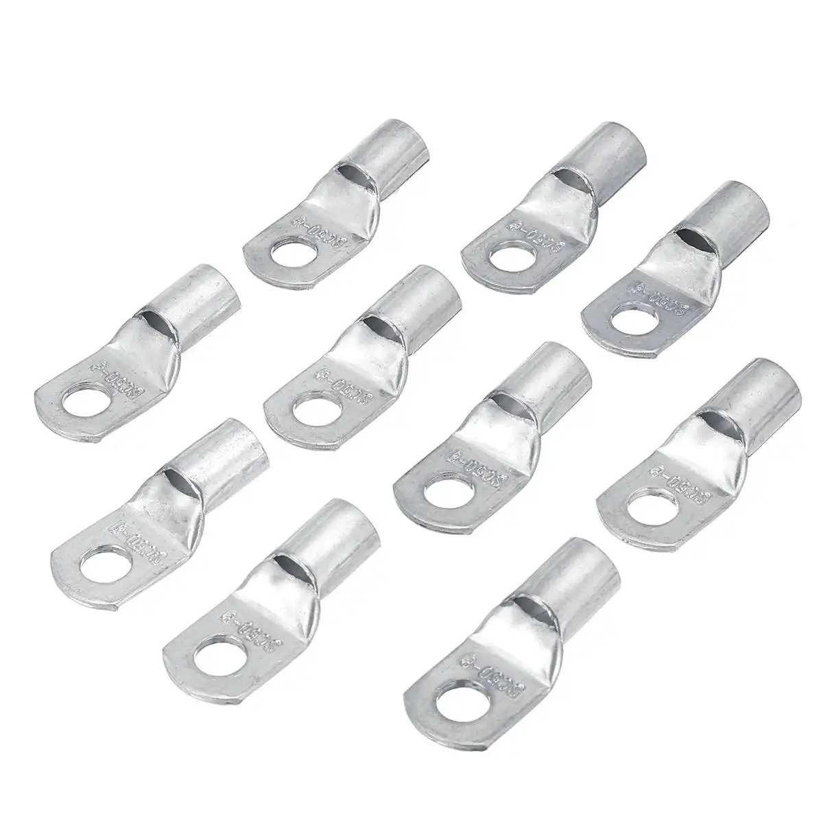 

10Pcs Cable Lugs Set Terminal Silver Copper SC50-8 Connector for Electrical Battery Welding Wire Terminal 1/0 AWG Hole 8mm