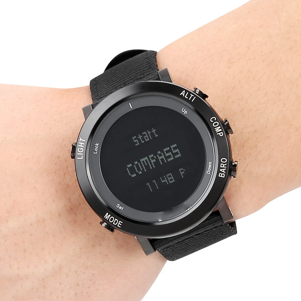 

Digital Compass Multi-function Sports Watch Waterproof Altimeter Compass Stopwatch Pedometer Wristwatch Type Climbing Barometer