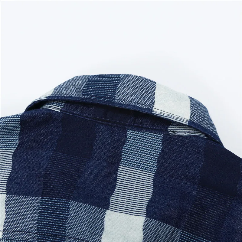 Blue Plaid Long Sleeve Shirts Men - Spring Check Shirt | Cotton Slim Fit | Casual Style Button-down Male Clothing | EU Size image 4