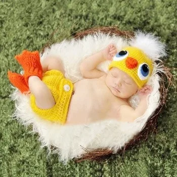 

Newborn Photography Props Accessories Baby Costumes Photo Duck Knitted Hat+pants+shoes Set Baby Photo Props Newborn Fotografia