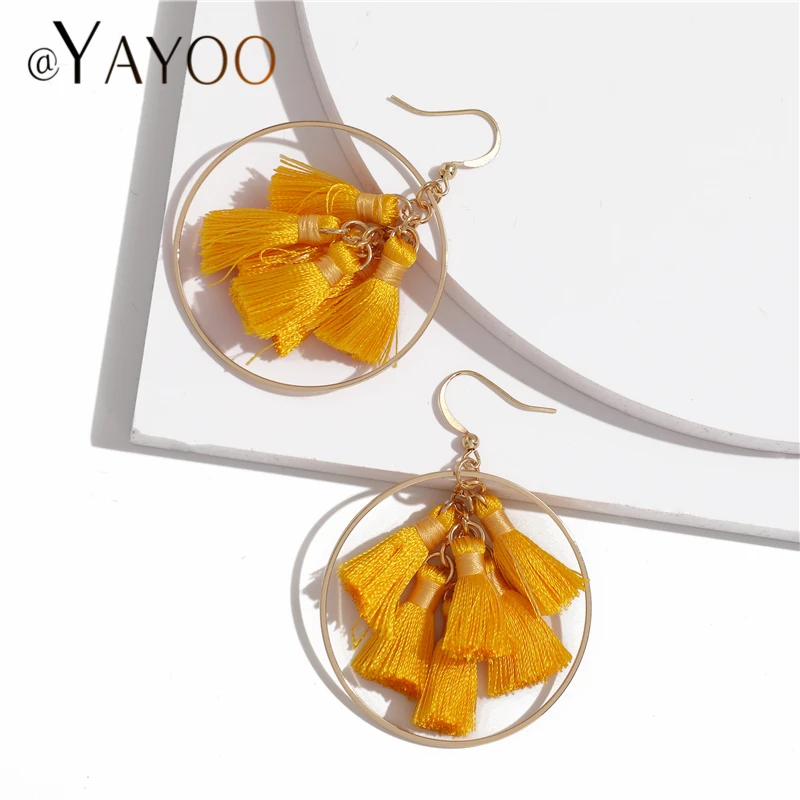 

Gold Tassel Earrings For Women Christmas Gift Statement Drop Earrings Female Bohemian Wedding Long Earings Fashion Jewelry