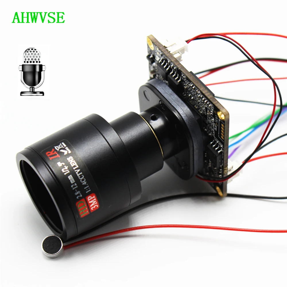 HD Varifocal Lens 2.8-12mm Lens IP Camera Module PCB board Audio Input With External Pickup Microphone 1080P IP Camera ONVIF
