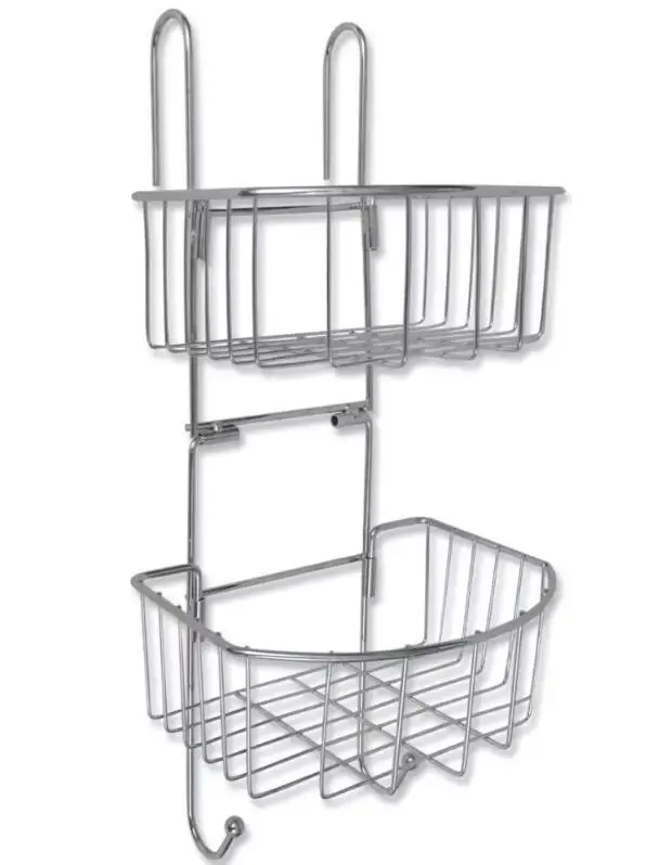 

Vidaxl Metal Shower Shelf 2-Tier With 2 Hangers Suitable For Putting Toothpaste, Toothbrush, Cups, Bath Gel, Shampoo