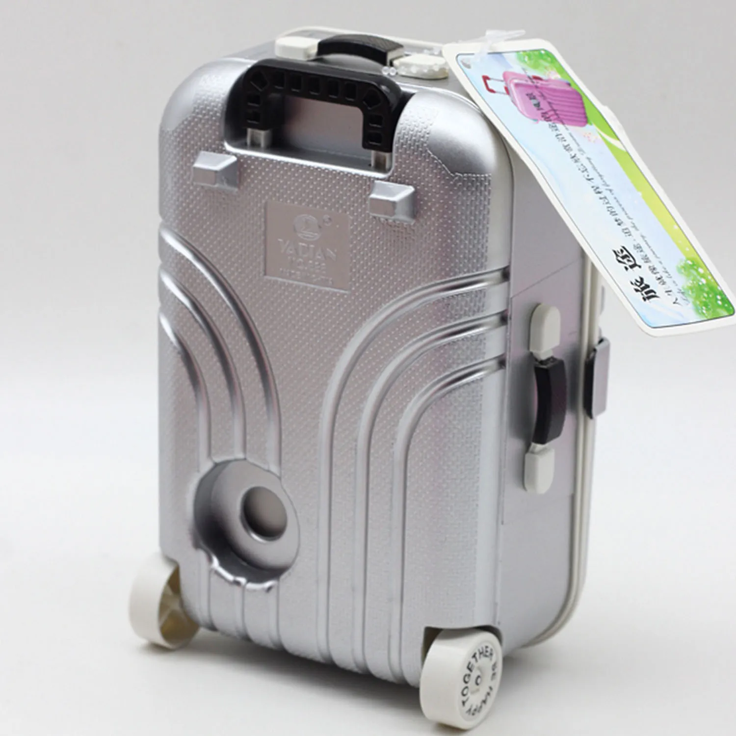 Besegad Mini Doll Adjustable Handle Rolling Wheel Travel Suitcase Luggage Case Dollhouse Furniture Accessories Toy for Barbie