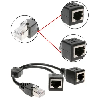 

Cat6 LAN Ethernet Extension Cord 1 Male To 2 Female RJ45 Splitter Network Cable Adapter Set Kit