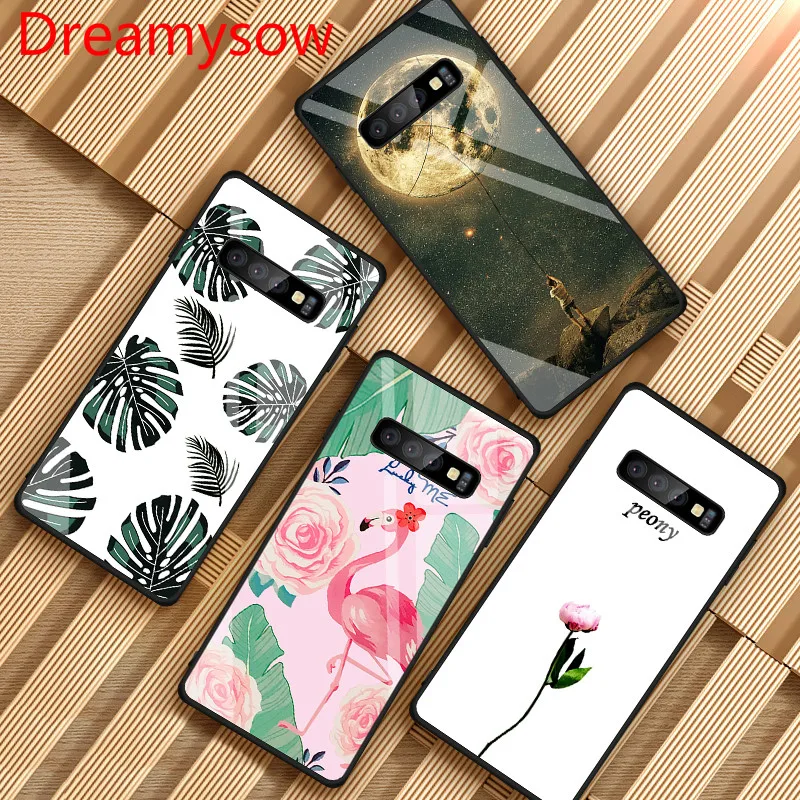 

Pattern Tempered Glass Case For Samsung Galaxy M10 M20 Soft TPU Edge For Samsung S8 S9 S10 Plus S10e note 8 9 J4 J6 plus Cases