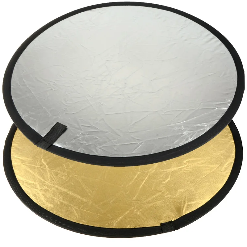 

2 in 1 60cm 23inch Round Flash Studio Collapsible Refletor Light Disc Silver Gold Riflettore Reflector for Photo Studio Outdoor