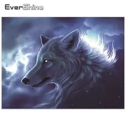 EverShine 5D DIY Diamond Embroidery Wolf Full Square Diamond Painting Cross Stitch Diamond Mosaic Animals Picture Of Rhinestones