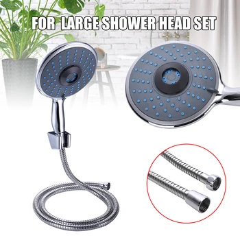 

New Wall Mounted Shower Head Set 5 Mode Quality Chrome Multi Function Large Shower Head with 1.5m Shower Hose Bathroom Hardware