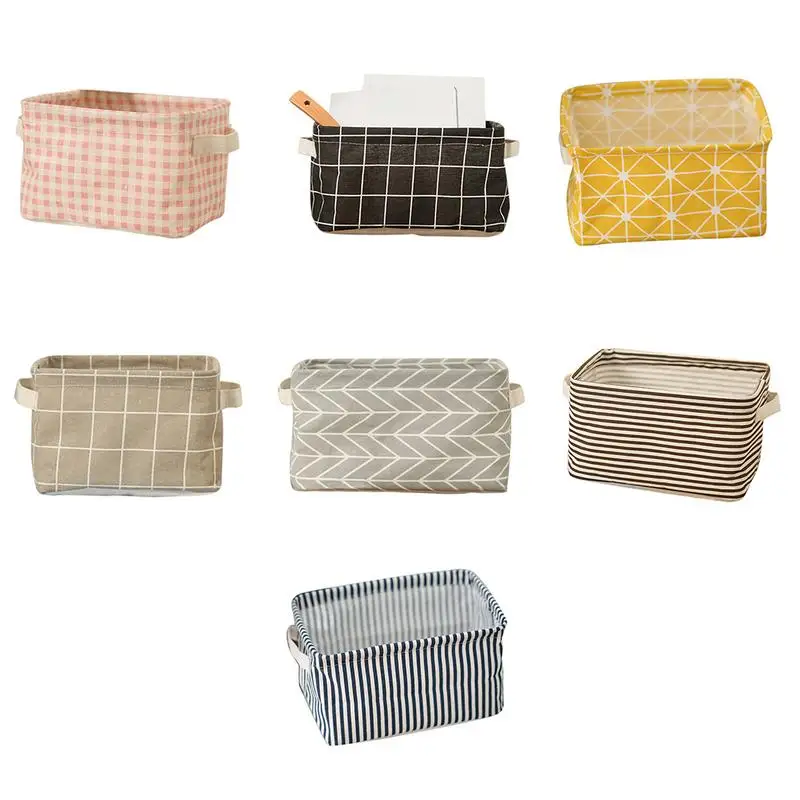 

Cloth Cotton And Linen Storage Box Clothes Sorting Box Cosmetic Storage Basket Desktop Debris Basket Foldable Home Decorations