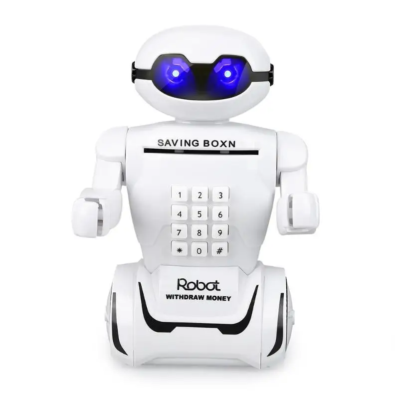 

Creative Electronic Robot Piggy Bank Light Music Coin Safe Box Desk Lamp