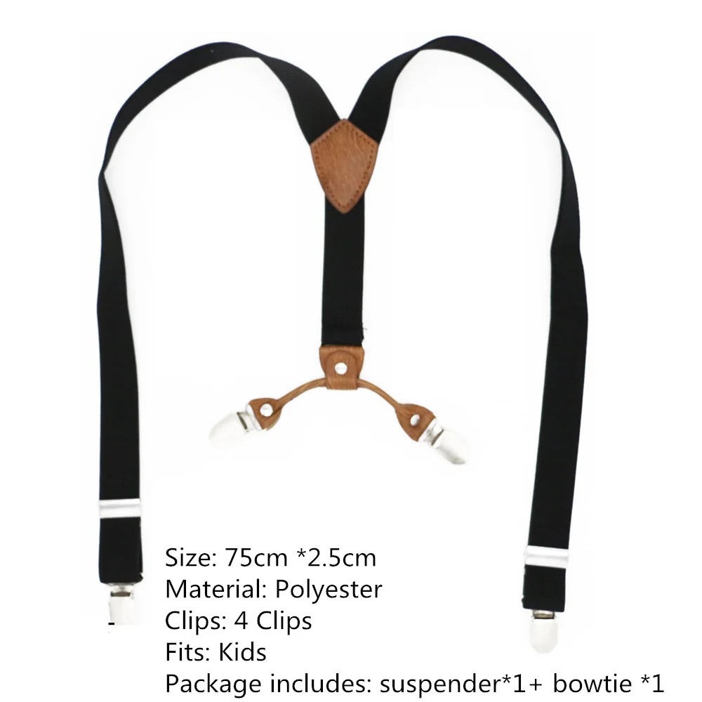 Boys Wedding Accessory Suspender Perfect Match Adjustable Noble Pattern Bow Tie Set Matching Outfits