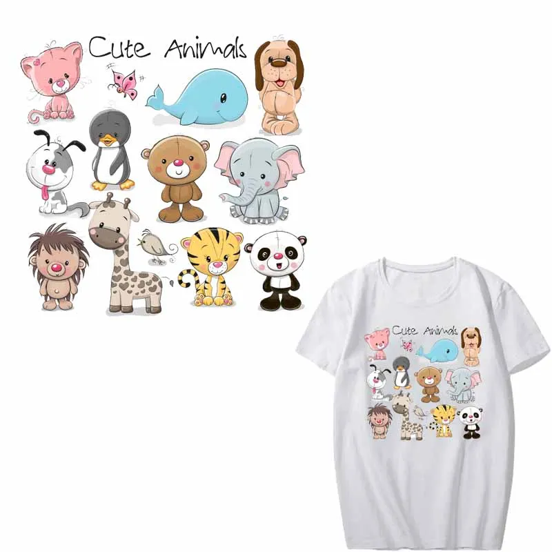 

Iron on Cute Animal Patches Set for Clothes Heat Transfer Vinyl Appliqued Stickers DIY Children T-shirt Decoration Thermal Press