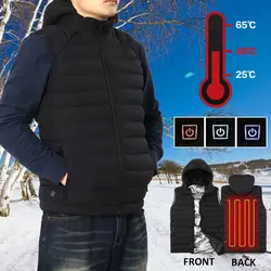 L-4XL Для мужчин Для женщин зимой с подогревом USB работы с капюшоном куртка жилет ветрозащитный Регулируемая Контроль температуры