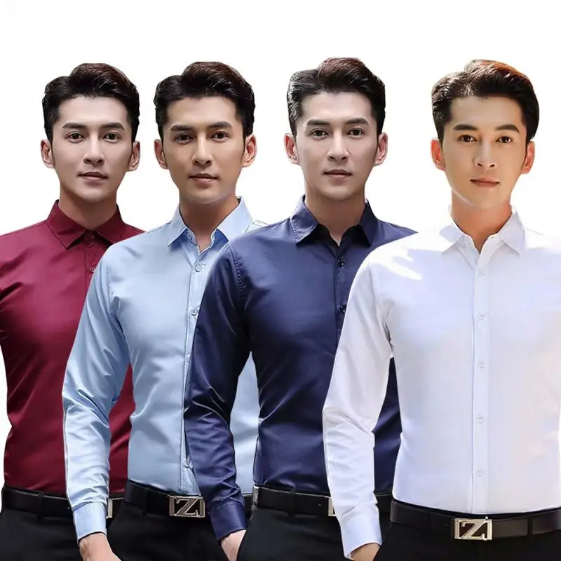 

Men Shirts 2018 New Fashion Homme Men Checkered Shirt Long Sleeve Business Social Shirt Men Button Turn-down Collar Blouse M-XXL