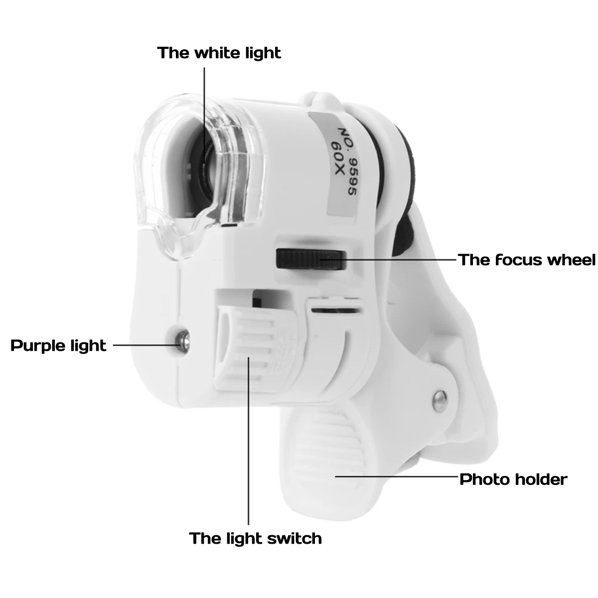 Мобильный телефон микроскоп 60x портативная увеличительная линза микроскопа с светодиодный мини-зажимом для мобильного телефона