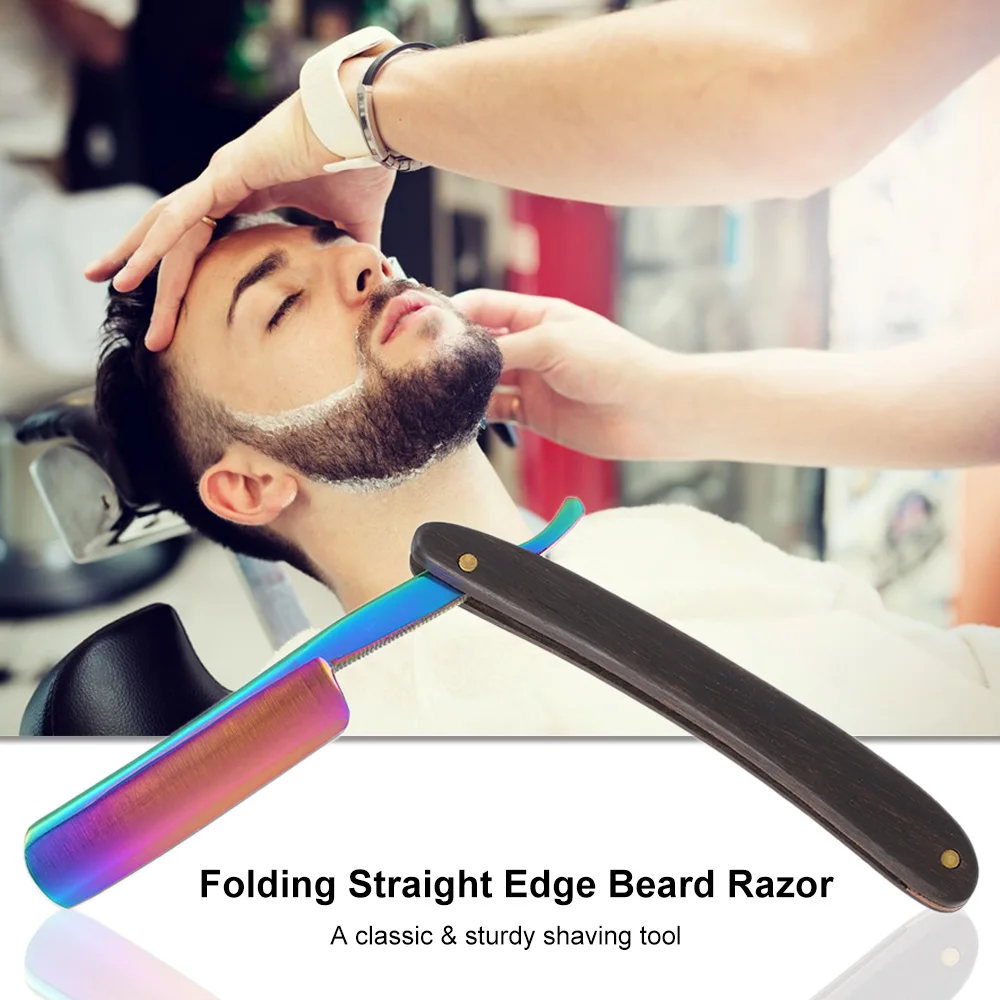 

1pc Straight Edge Razor Folding Shaving Knife Wood Handle Steel Blade For Barber & Personal Use Beard Blade Shaving Tool