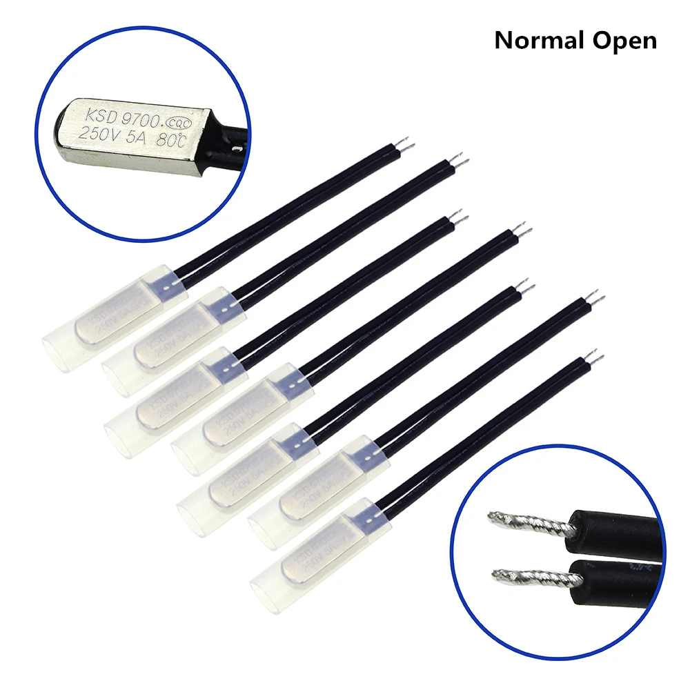 50Pcs 45~160°C Bimetal Temperature Control Switch N//C Thermostat Switch 250V 5A