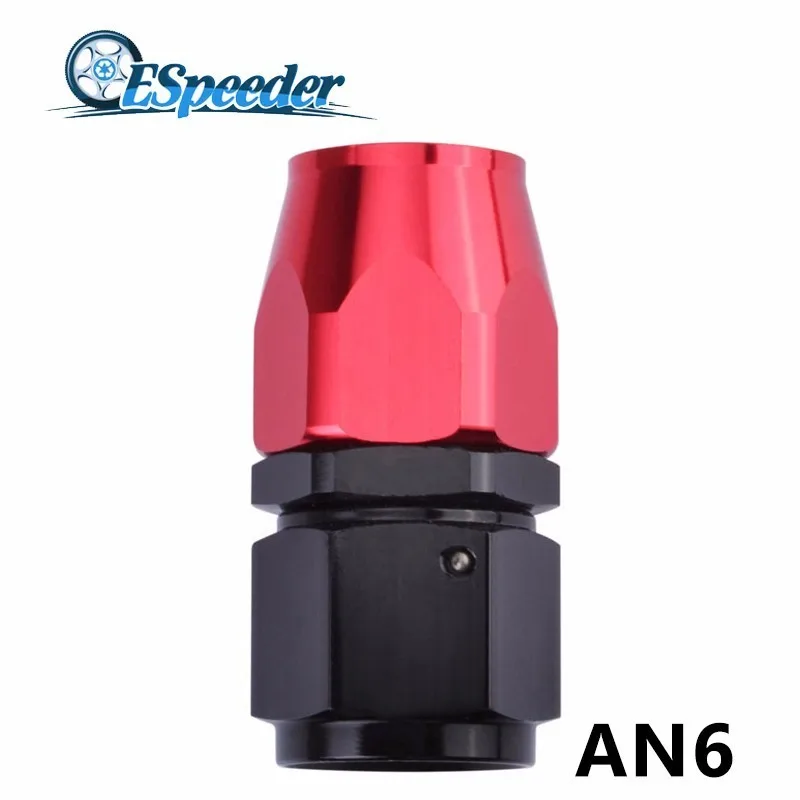 

ESPEEDER AN6 Straight Swivel Oil Fuel Fitting Adapter Pipe Joints Aluminum 0 Degree JDM Car Connector Black-red Hose End Fitting