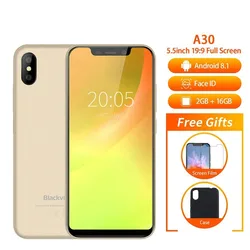 Перейти на Алиэкспресс и купить blackview a30 phone 5.5дюйм. 19:9 full screen mtk6580a quad core android 8.1 2gb+16gb dual sim face id 8.0mp dual camera smartphone