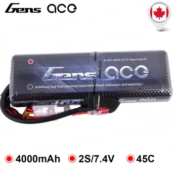 

Gens ace 7.4V 4000mAh Lipo 2S Battery Pack 45C Deans Plug for Traxxas Slash Emaxx version RC Car Accessories Quality