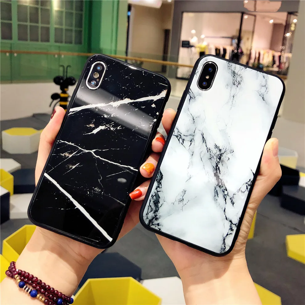 KISSCASE мраморный простой чехол для телефона iPhone X XS 7 8 6 6S Plus стеклянный задняя