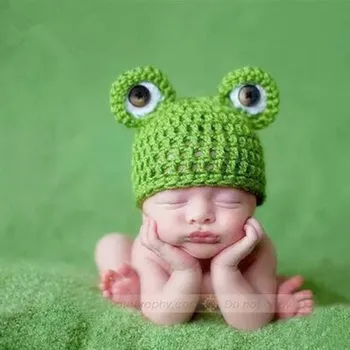 

Newborn Photography Props Accessories Baby Hats Caps Infant Crochet Knitted Cap Frog Hat Studio Baby Photo Props Fotografia