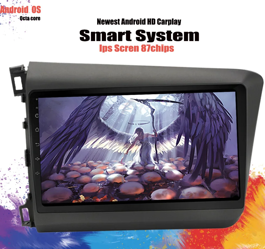Discount 2Din Android 9.1 RAM 4GB DSP 10.1" Car Radio Stereo For Honda Civic 2012 2013 2014 2015 GPS Touch screen Multimedia Player 5