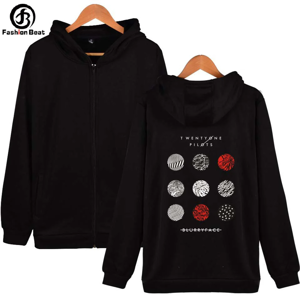 Tanie Dwadzieścia jeden pilotów bluza z kapturem moda bluzy z kapturem na zamek zespół rockowy bluzy z kapturem mężczyźni kobiety kurtka zimowa w stylu casual markowa odzież