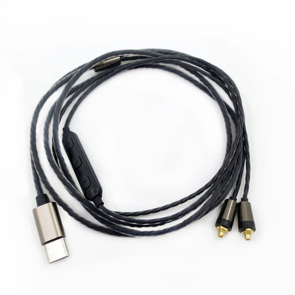 Okcsc Type C Earphone Cable Mmcx Headphone Cords Button Control W Mic For Xiaomi 6 Huawei P20 Htc U11 Plus Sony Xperia Xz2