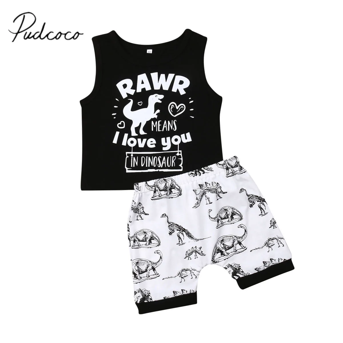 Toddler Infant Baby Boys Letter T shirt Tops Dinosaur Pants Clothes Outfits Set