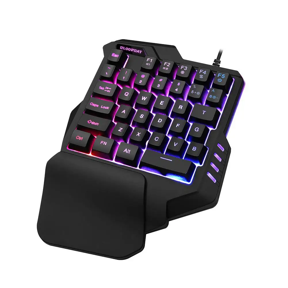 

Wired Ergonomic Single Hand USB LED Backlit Mechanical Feel Gaming Keyboard