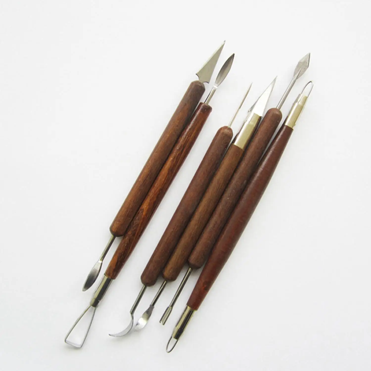 

6 PCS/Set Pottery Tools Wood Handle Pottery Set Wax Carving Sculpt Smoothing Polymer Shapers Pottery Clay Ceramic Tools