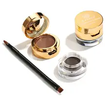 Красота Макияж набор 2 в 1 черный коричневый гель подводка для глаз бровей порошок с кистями 4 цвета Водонепроницаемая защита от размазывания