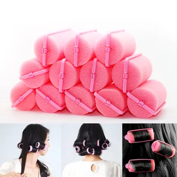 

12pcs Magic Sponge Foam Cushion Hair Styling Rollers Curlers Twist Tool Hairdressing Barber Salon Tools Pink Home Use