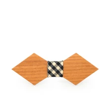 New Woodworking Sharp Angle Bow Tie Factory Log Cherry Wood Hand-carved Custom Foreign Trade Bow Tie Fashion Personality