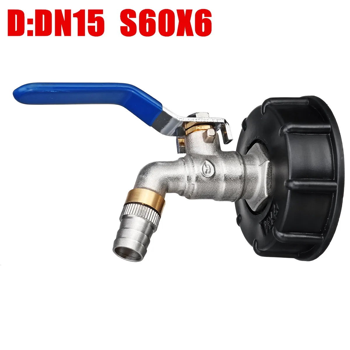 

S60X6 DN15 Water Tank Outlet Connector Thread Mounting With Cap For IBC Tank Tool Parts
