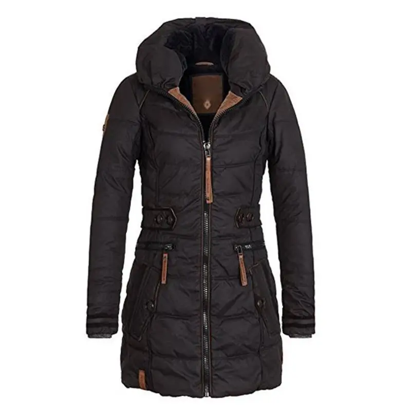 Chaud Poches Roulé Veste Mince Solide Noir La Féminine De Fermeture Pardessus Bureau Col Décontracté Hiver Manteaux Bleu Femmes bleu Gothique Noir Éclair Avec Mode Dame qx84tpqw