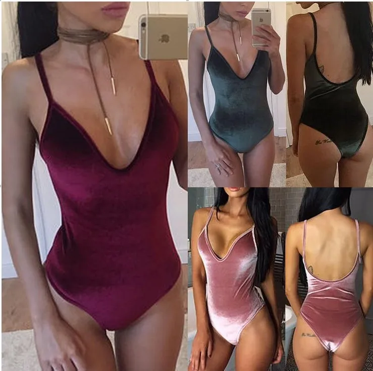 

Sexe Mara Corduroy Sexy V Neck Backless Spaghetti Strap Bodysuit Body Female for Women Sleeveless Short Romper Womens Jumpsuit