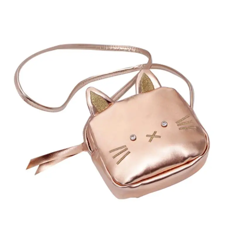 

Children Small Cartoon Sling Shoulder Bag Cat Shaped Cute Rose Golden Messenger Crossbody Bags For Change Coin Child Girl Purse
