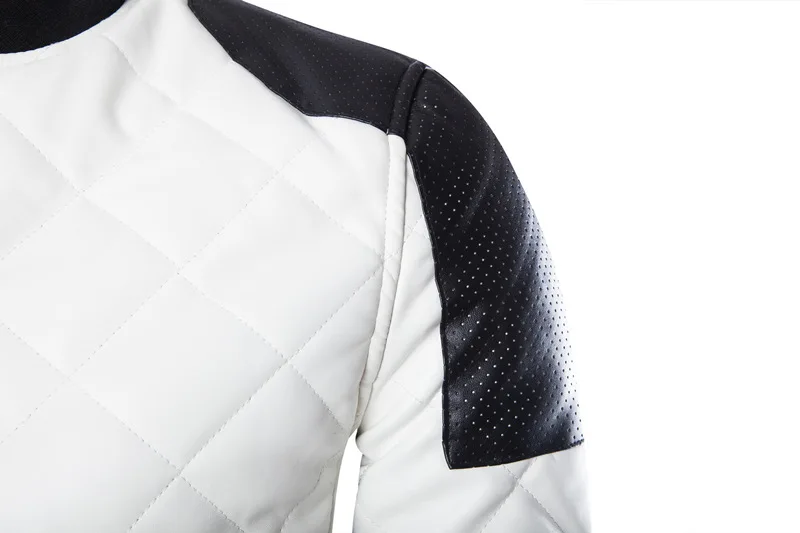  2019 New Men's Fashion Boutique Stitching Casual Stand Collar Leather Jacket / Men's Locomotive PU 