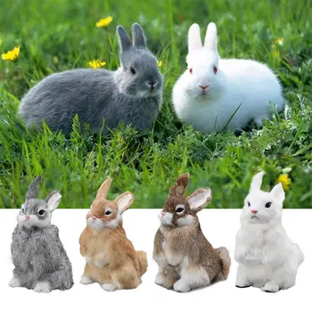 

Cute Animal Easter Bunny Simulation Furry Squatting Lifelike Rabbit Christmas Birthday Gifts Home Garden Ornaments Decoration