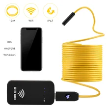 Беспроводной промышленный эндоскоп HD1200P Wifi USB бороскоп IP67 Инспекционная камера с полужестким гибким кабелем 10 м для смартфона